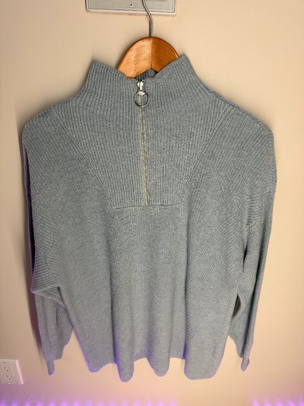 Club Monaco Quarter Zip Pullover Sweater Heather Grey Ribbed NWT XS
